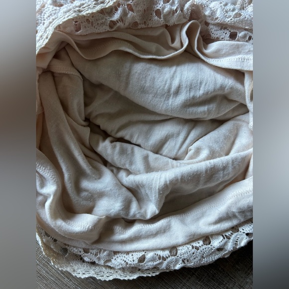 FREE PEOPLE FP Gypsy Lace Dress Cream Beige Crochet Long Flare Sleeve Bodycon XS - Picture 6 of 12